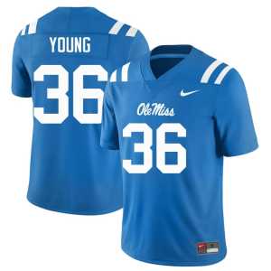 NCAA Men Miss Rebels #36 Powder Blue College Football Keon Young Jersey 207194-257 - Image 1