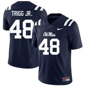 High School Navy College Football Rebels Men #48 Mark Trigg Jr. Jerseys 196454-358 - Image 1