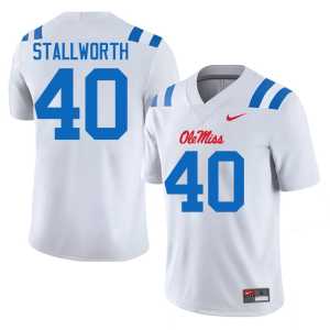 Replica College Football Micah Stallworth White UM Rebels Mens #40 Jerseys 219379-788 - Image 1
