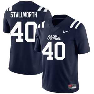 NCAA College Football #40 Ole Miss Rebels Mens Micah Stallworth Navy Jerseys 350425-871 - Image 1