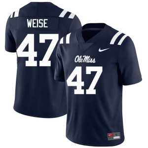 Stitched Stephon Weise Mississippi #47 Mens College Football Navy Jersey 462903-740 - Image 1