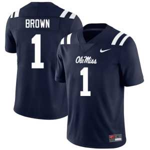 Game #1 Navy College Football Men A.J. Brown Mississippi Rebels Jerseys 169072-232 - Image 1