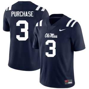 Official Blake Purchase College Football #3 Men's Navy Hotty Toddy Jersey 542139-906 - Image 1