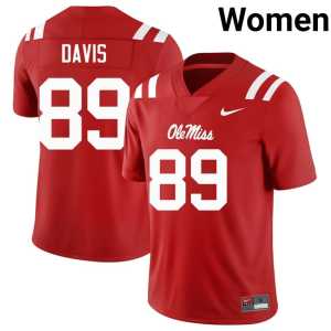 Player Ole Mississippi Rebels Red Dylan Davis #89 College Football Women Jerseys 961982-804 - Image 1