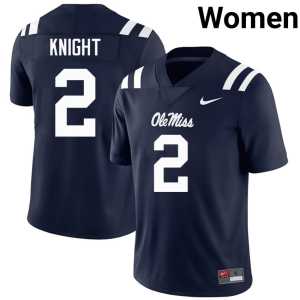 2026 #2 College Football Deuce Knight Forward Rebels Women's Navy Jersey 513706-802 - Image 1