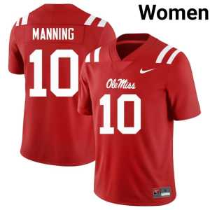 Game Forward Rebels Red #10 Women Eli Manning College Football Jerseys 141729-749 - Image 1