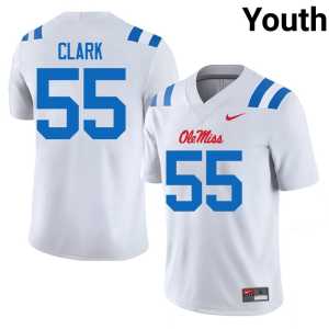 Alumni Cam Clark College Football Youth #55 White UM Rebels Jerseys 203138-540 - Image 1