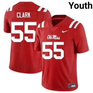 Player College Football Youth Cam Clark #55 Mississippi Rebels Red Jerseys 971408-966 - Image 1