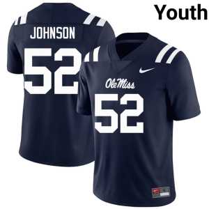 2026-27 College Football Ole Miss Cooper Johnson Navy #52 Youth Jerseys 942045-331 - Image 1