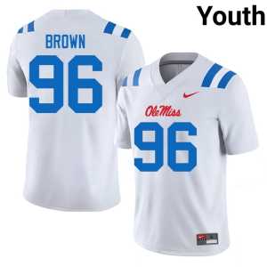 Alumni College Football Ole Miss Youth White #96 Jamarious Brown Jerseys 401560-320 - Image 1