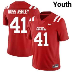 Official College Football John Ross Ashley Youth Mississippi Rebels Red #41 Jerseys 644798-473 - Image 1