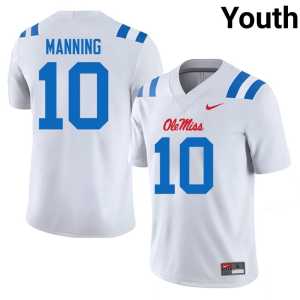 2026 Miss Rebels #10 Eli Manning College Football White Youth Jerseys 772427-531 - Image 1