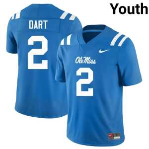 NCAA #2 Jaxson Dart Ole Miss College Football Youth Powder Blue Jerseys 925019-200 - Image 1