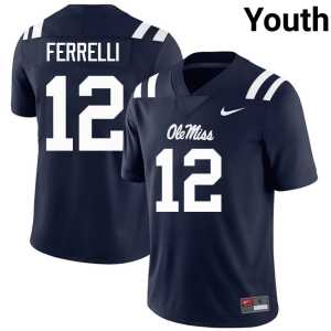 2026 Navy Luke Ferrelli #12 Forward Rebels College Football Youth Jerseys 477690-826 - Image 1