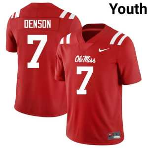Game Forward Rebels College Football #7 Red Youth Sharif Denson Jersey 240464-218 - Image 1
